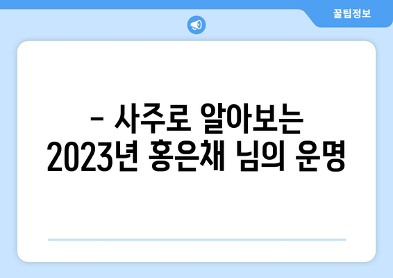 홍은채 님의 사주 운세 분석| 2023년 당신의 운명은? | 사주, 운세, 2023년 운세, 신년운세