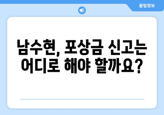 남수현, 포상금 지급 기준과 관련 정보 | 남수현, 포상금, 지급 기준, 신고 방법, 범죄, 규정