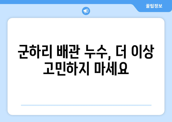 경기도 김포시 군하리 배관 누수 해결 가이드| 원인 분석부터 전문 업체 추천까지 | 배관 누수, 누수 탐지, 배관 수리, 김포 배관, 군하리 배관