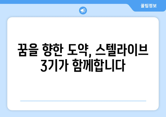 스텔라이브 3기 참가자 모집| 꿈을 향한 도약, 함께 만들어가세요! | 스텔라이브, 3기, 참가, 모집, 지원, 꿈, 도약