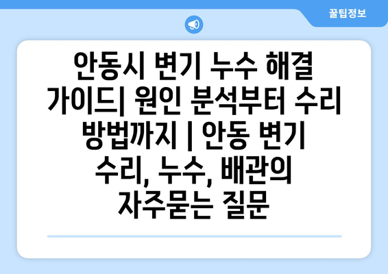 안동시 변기 누수 해결 가이드| 원인 분석부터 수리 방법까지 | 안동 변기 수리, 누수, 배관