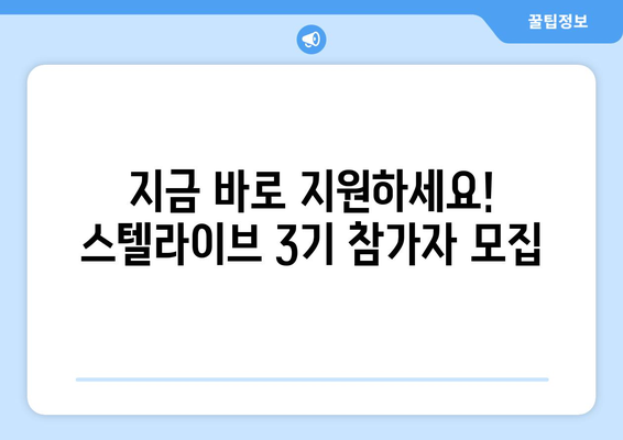 스텔라이브 3기 참가자 모집| 꿈을 향한 도약, 함께 만들어가세요! | 스텔라이브, 3기, 참가, 모집, 지원, 꿈, 도약